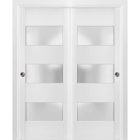 Sartodoors Closet Bypass Interior Door, 72" x 96", White LUCIA4070DBD-BEM-7296